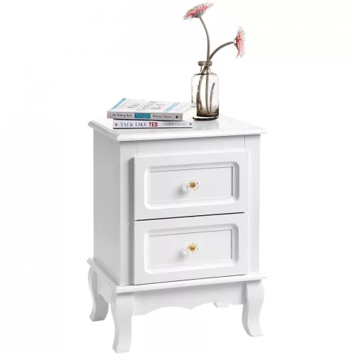 vasagle-noptiera-2-buc-cu-doua-sertare-alb-30x38x52cm