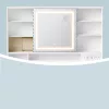 Masă de toaletă, cu oglindă, cu iluminare LED, cu 9 sertare, alb, 110 x 40 x 142 cm