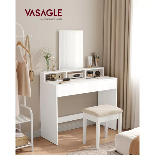 vasagle-masa-de-toaleta-masa-de-machiaj-cu-oglinda-cu-2-sertare-si-compartimente-alb