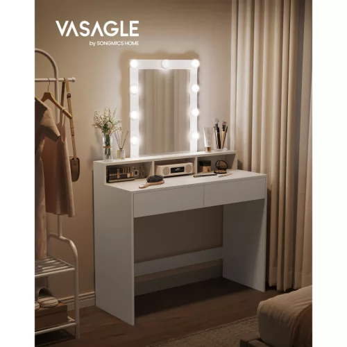 vasagle-masa-de-toaleta-masa-de-machiaj-cu-oglinda-iluminare-led-2-sertare-alb