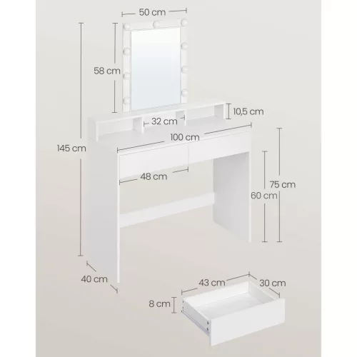 vasagle-masa-de-toaleta-masa-de-machiaj-cu-oglinda-iluminare-led-2-sertare-alb