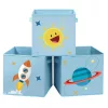 Set de cutii de depozitare, 3 piese, pliabile, cu model spațial, albastru, 30 x 30 x 30 cm