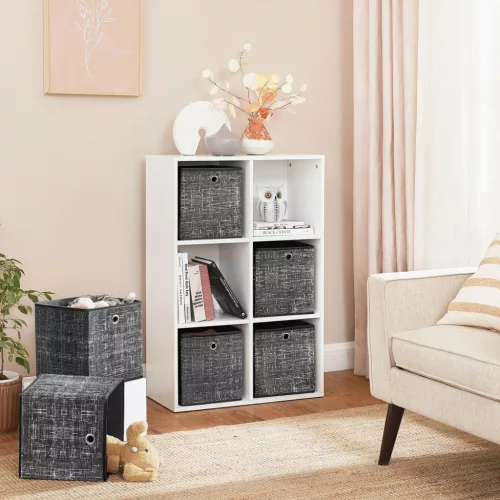 Összecsukható szövet tárolódobozok 6 db, fekete