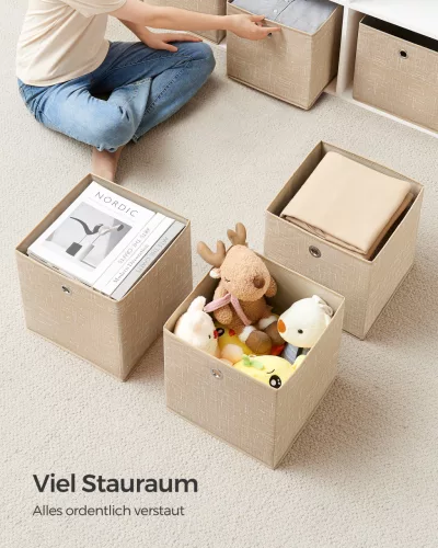 Összecsukható szövet tárolódobozok 6 db, homok bézs