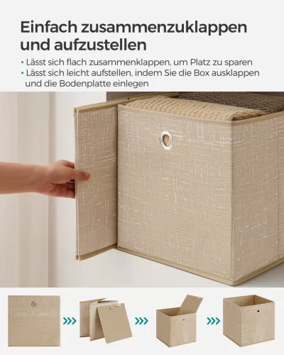 Összecsukható szövet tárolódobozok 6 db, homok bézs