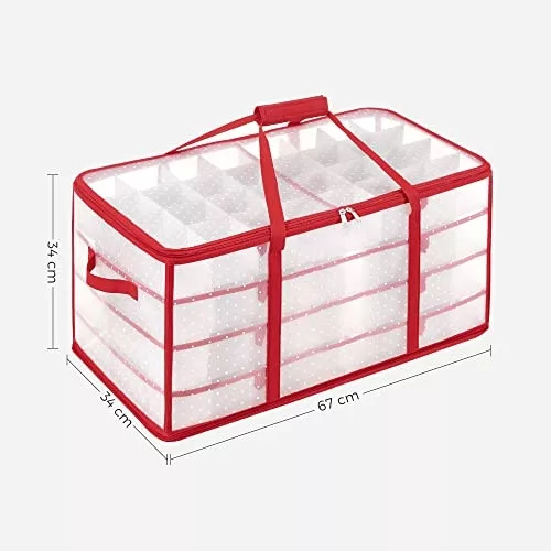 Cutie de depozitare pentru decorațiuni de Crăciun, cub de depozitare cu 128 compartimente, culoare transparentă T 67x34x34cm