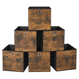   Cutii de depozitare pliabile 6 buc, rustice maro și negru 30x30x30cm