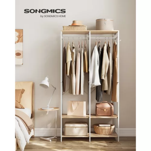 songmics-cuier-dulap-deschis-rafturi-bej-si-lemn-94x40x180cm