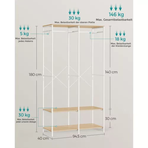 songmics-cuier-dulap-deschis-rafturi-bej-si-lemn-94x40x180cm