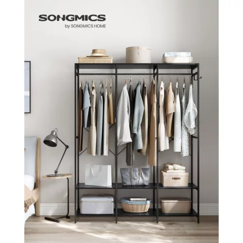 songmics-cuier-dulap-deschis-cu-rafturi-negru-141x40x180cm