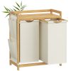 Bambusz szennyeskosár 2 rekesszel, 2x50 L