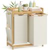 Bambusz szennyeskosár 2 rekesszel, 2x50 L