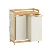 Bambusz szennyeskosár 2 rekesszel, 2x50 L
