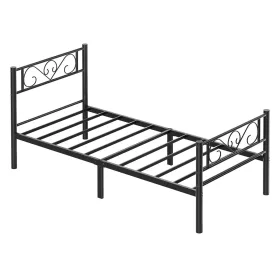   Cadru de pat, pentru o persoană, metal, pentru saltea 90 x 200 cm, negru