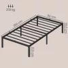 Cadru de pat, pentru o persoană, metal, cu spațiu de depozitare sub pat, pentru saltea 90 x 200 cm, negru