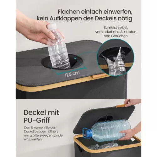 Coș de gunoi selectiv pentru sticle PET, 100L, gri