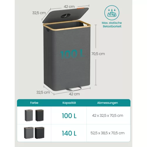 Coș de gunoi selectiv pentru sticle PET, 100L, gri