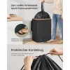 Coș pentru colectarea sticlelor, coș de gunoi selectiv, 140 l, cu capac, cu margine din bambus, negru