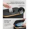 Coș pentru colectarea sticlelor, coș de gunoi selectiv, 140 l, cu capac, cu margine din bambus, negru