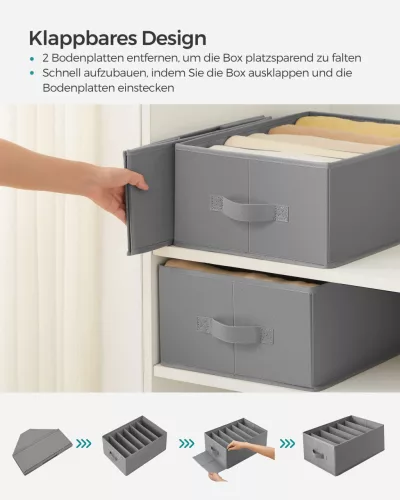 Set de depozitare cu patru sertare, șase compartimente, gri porumbel 42 x 30 x 17 cm