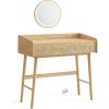 songmics-masa-de-toaleta-cu-oglinda-3-sertare-efect-rattan-iluminare-reglabila-in-3-nuante
