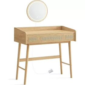 songmics-masa-de-toaleta-cu-oglinda-3-sertare-efect-rattan-iluminare-reglabila-in-3-nuante