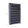 Dulap pentru pantofi, 10 niveluri, cu capac anti-praf, gri 88x28x160cm
