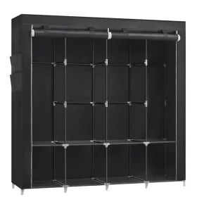   Dulap de depozitare haine, dulap portabil, 4 bare pentru umerașe, negru 45x170x167cm
