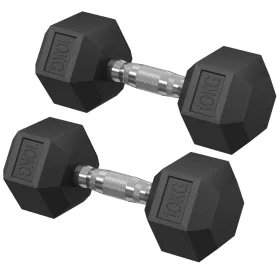   Set de gantere manuale cu o pereche de gantere hexagonale, total 20 kg, negre
