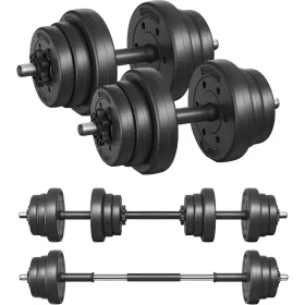   Set gantere manuale cu 2 discuri de greutate acoperite cu plastic de 10 kg, negre