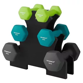   Set de 6 gantere cu huse colorate din neopren 2 x 1 kg, 2 x 2 kg, 2 x 3 kg