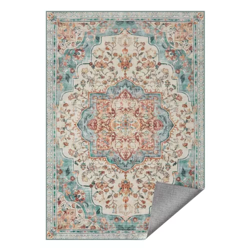 Covor 120 x 170 cm, lavabil, antiderapant, albastru-turcoaz